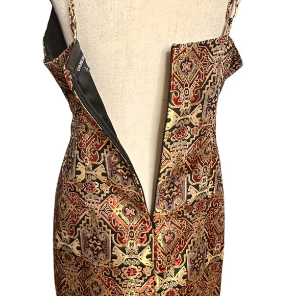 Gianni Bini Dress L Gold Brocade Mini - Picture 7 of 9
